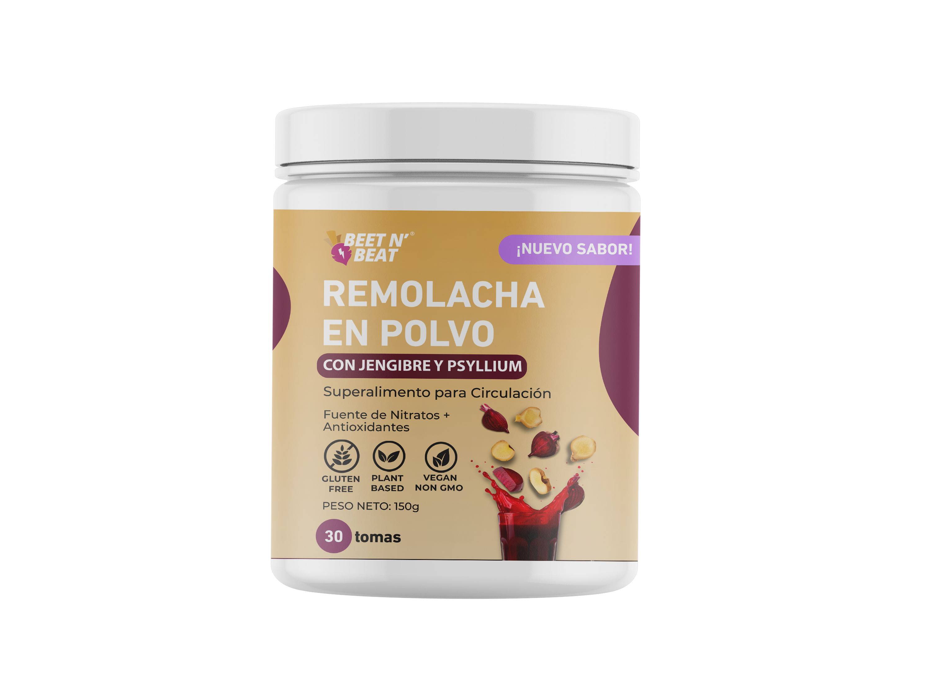 Remolacha en polvo con Jengibre y Psyllium